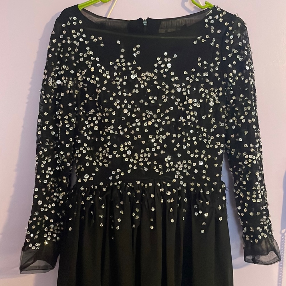 Size 4 black prom/formal dress with sequins.